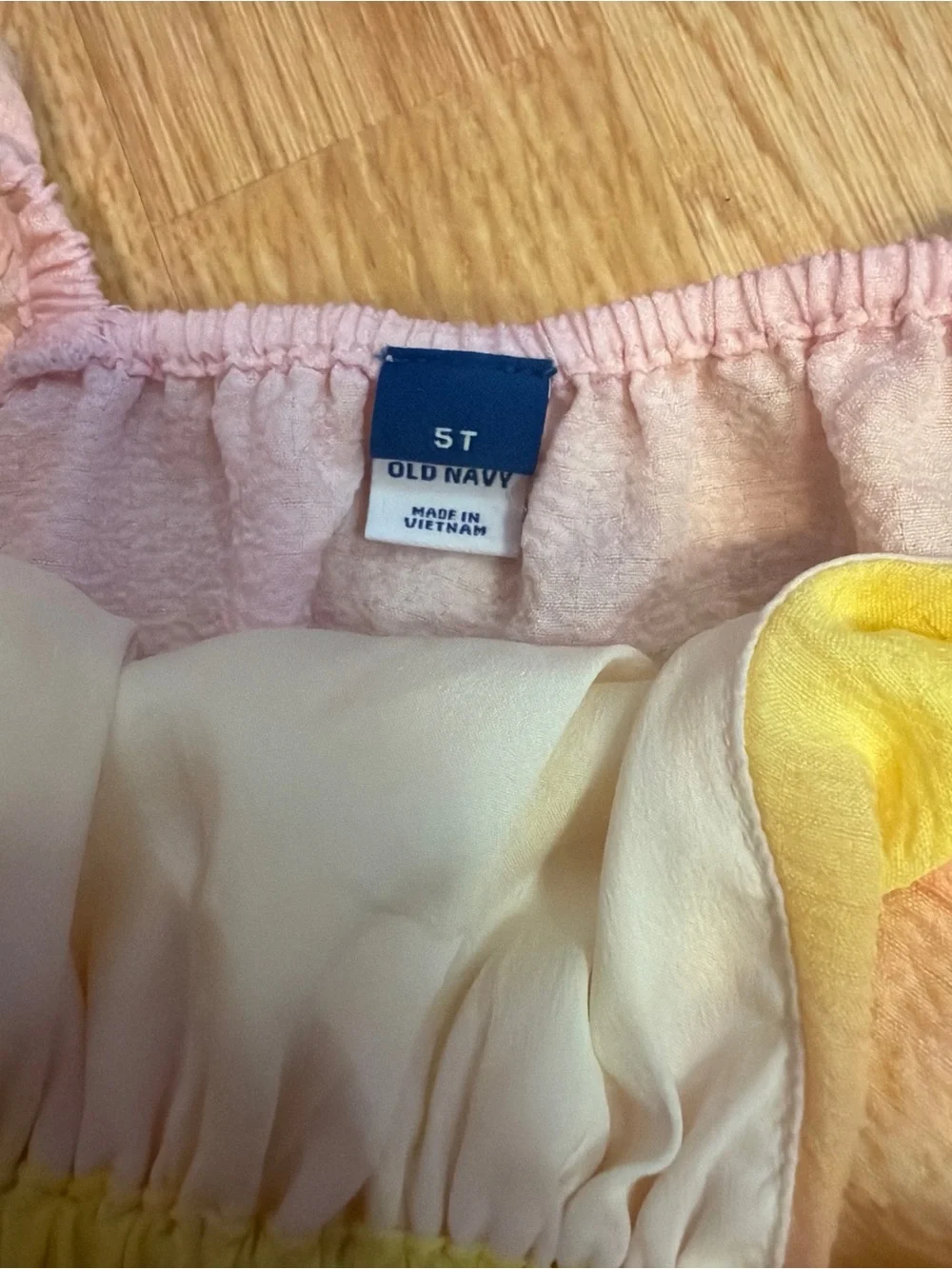 Old Navy Girls Toddler 5T Sunset Ombre Dip Dye Flutter Sleeve Dress Pink Yellow